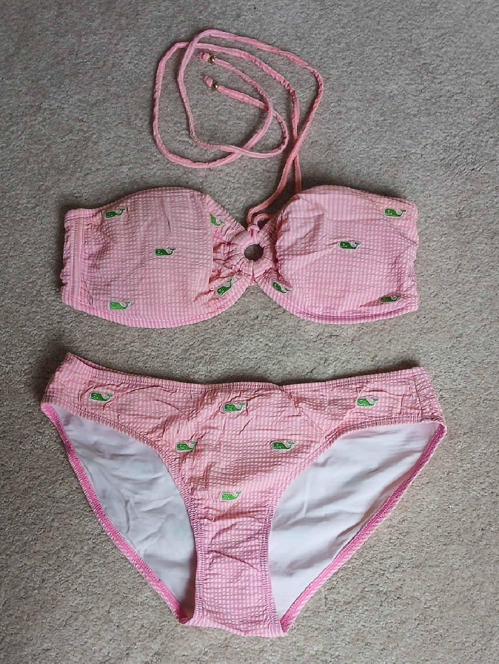 Vineyard Vines Logo Seersucker Bikini Pink